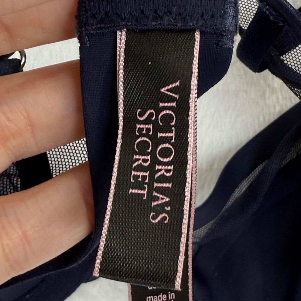 Victoria's Secret Unlined Demi Bra Navy Blue Mesh… - image 3
